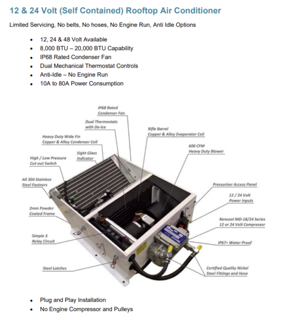 Rencool MD-9727 - MDK6 Series – 12V & 24V Self Contained Rooftop Air Conditioner - Image 2